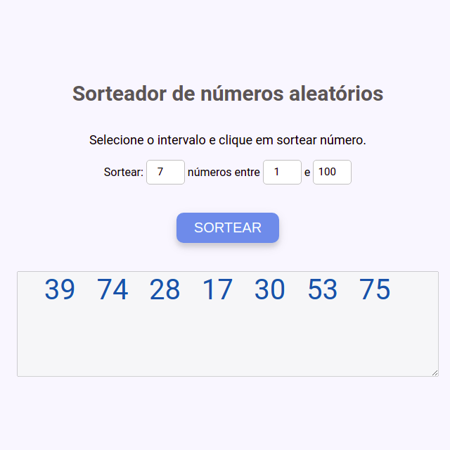 Project gerador de números aleatórios